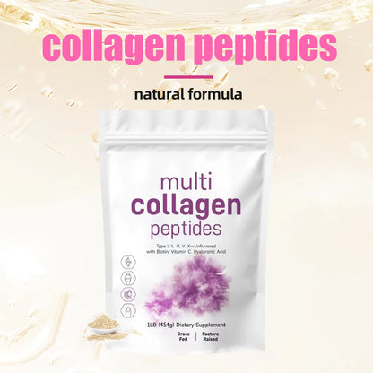 Multi Colágeno en Polvo Sin Sabor 454 g – Biotina + Ácido Hialurónico