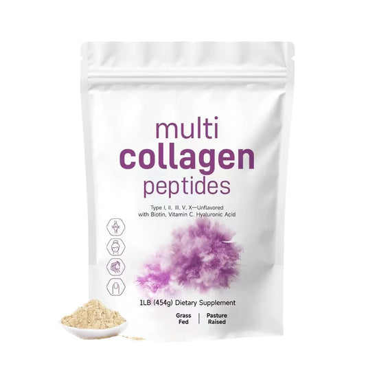 Multi Colágeno en Polvo Sin Sabor 454 g – Biotina + Ácido Hialurónico
